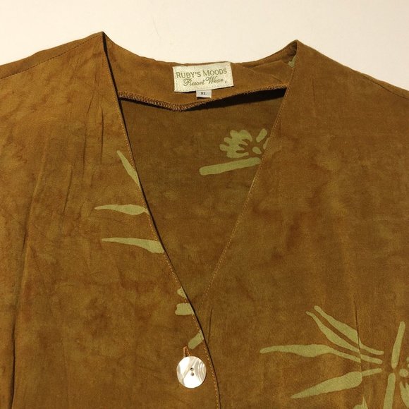 Vintage Rayon Ruby’s Moods Resort Wear Sleeveless button Up Maxi Dress Med/Large - Picture 11 of 14